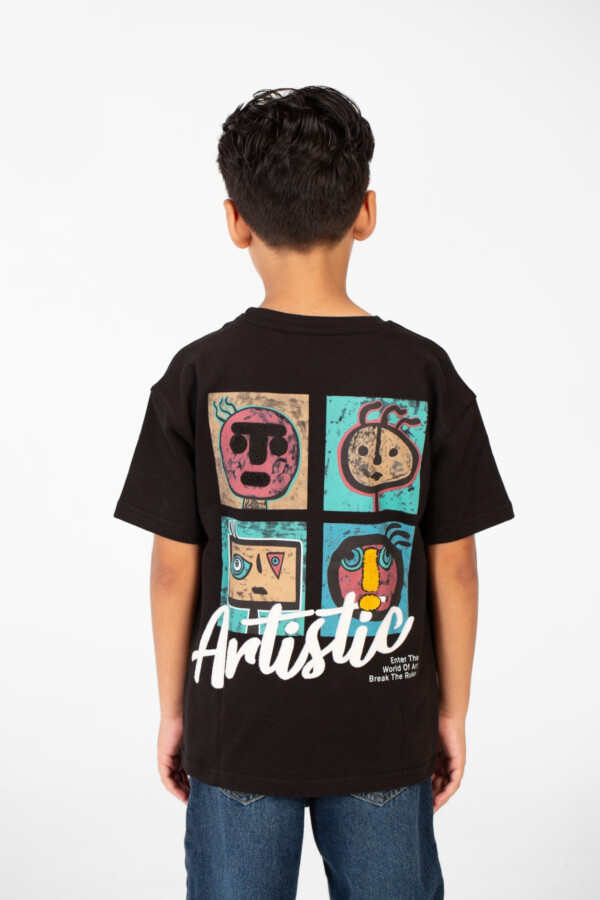 Boy's Summer Melton Short Sleeves T-shirt With Front And Back Print