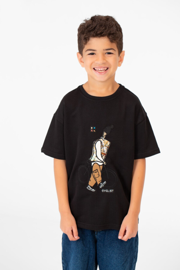 Boy's Summer Melton Oversized Half Sleeve Front Print T-Shirt