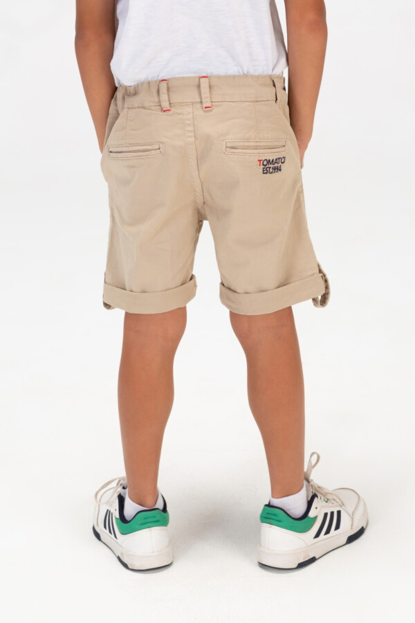 Boys Casual Gabardine Shorts With Tomato Print On The Back