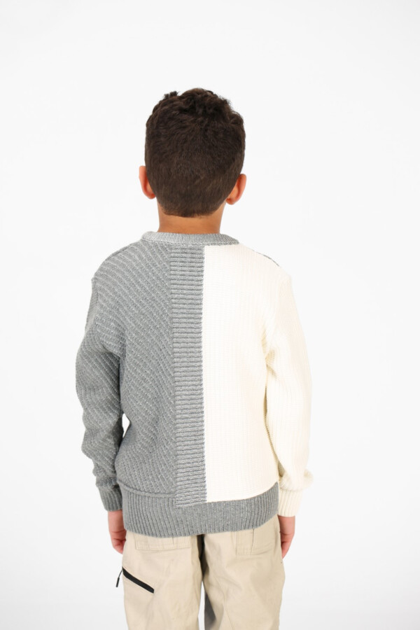 Boy's Half & Half Cotton Knitted Long Sleeves Sweater Pullover