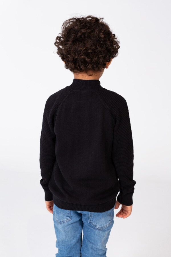 Boy's Pullover With Front Zipper And Long Sleeves