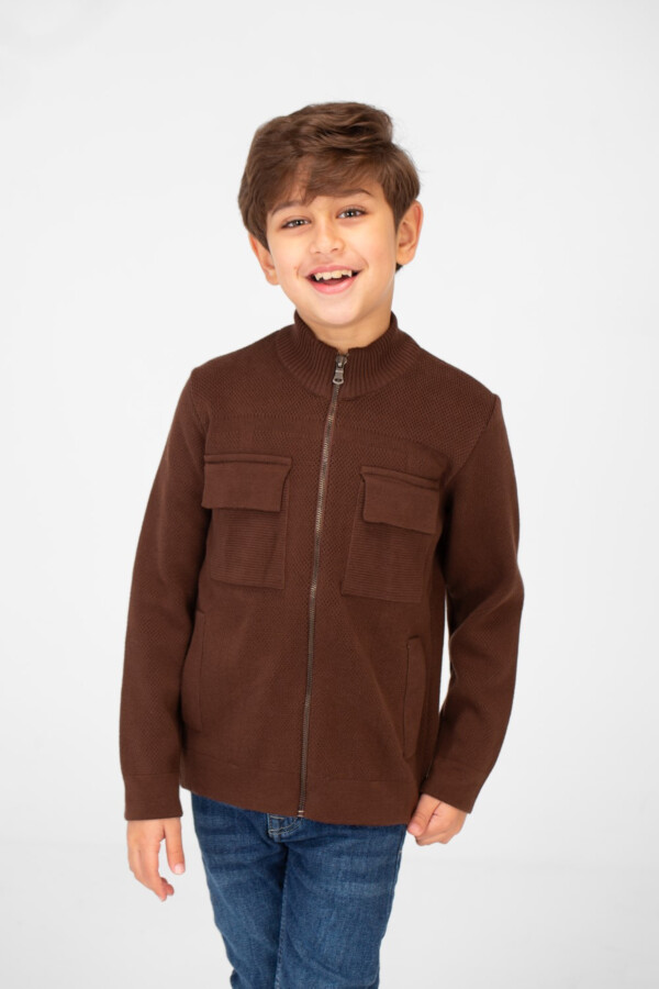 Boy's Cotton Pullover With Full Zip Closure And Pockets