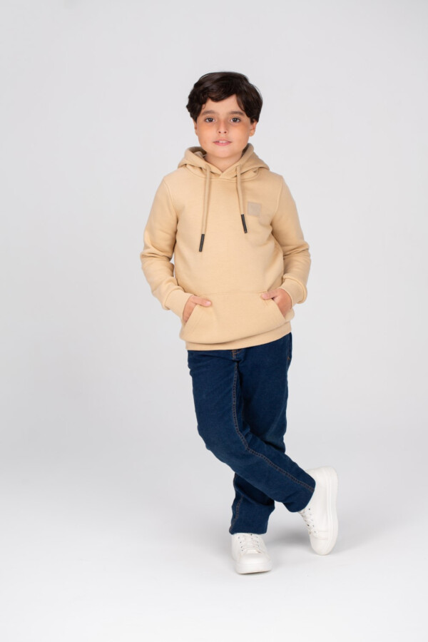 Boy's Slim Fit Hoodie Made Of Comfort Melton Padded Basic Sweatshirt