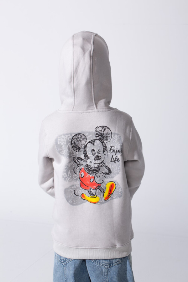 Boy's Slim Fit Melton Hoodie Sweatshirt With Mickey Mouse Print