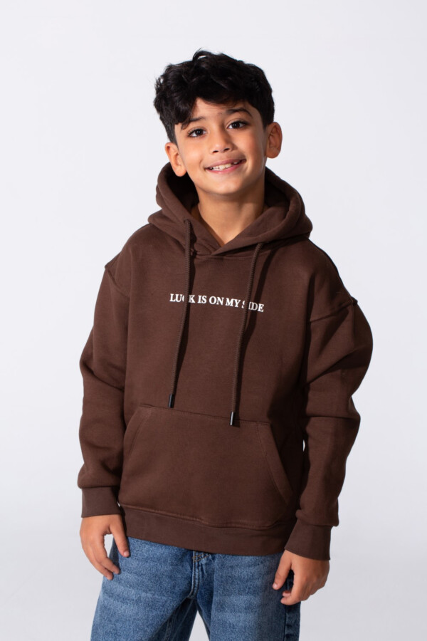 Boy's Oversized Printed Long Sleeved Melton Hoodie Sweatshirt