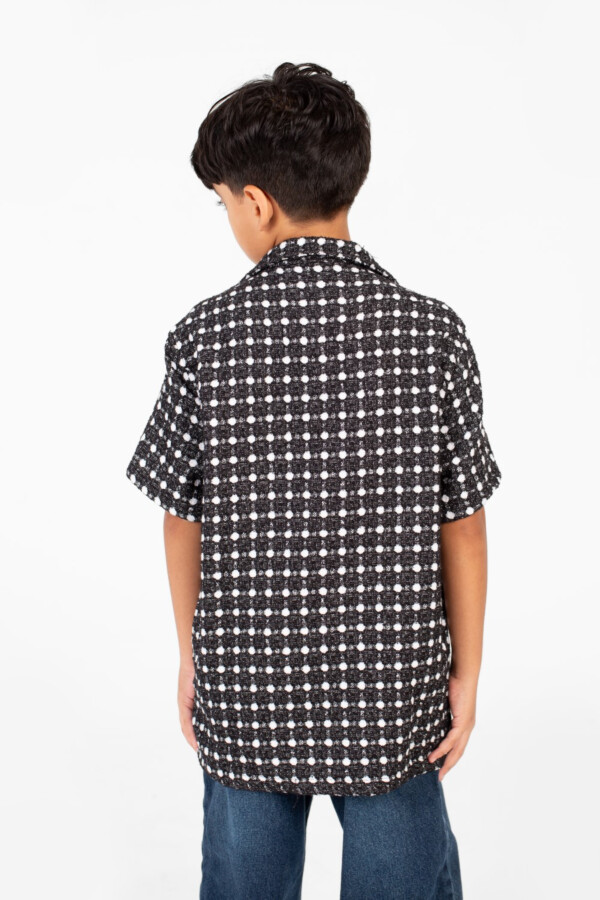 Boy's Tomato Linen Short Sleeve Dotted Shirt With Modern Summer Design