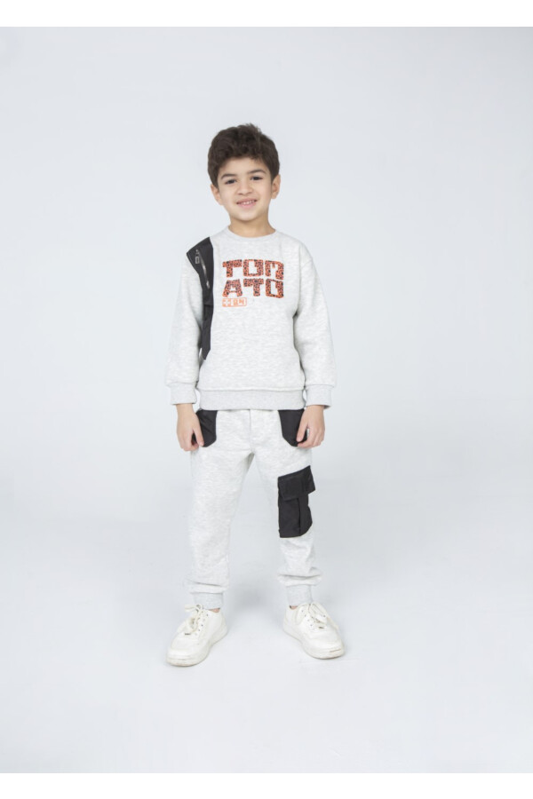 Boy's Padded Printed Made Of Soft Melton Front Pocket Pants Training Suit