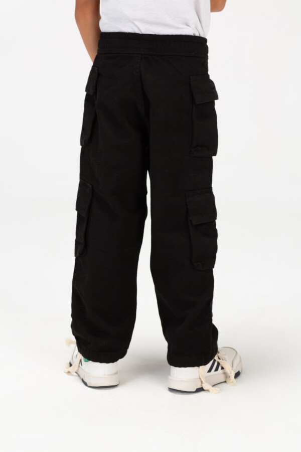 Boys Gabardine Slouchy Cargo Pants With Elastic Waistband And Four Pockets