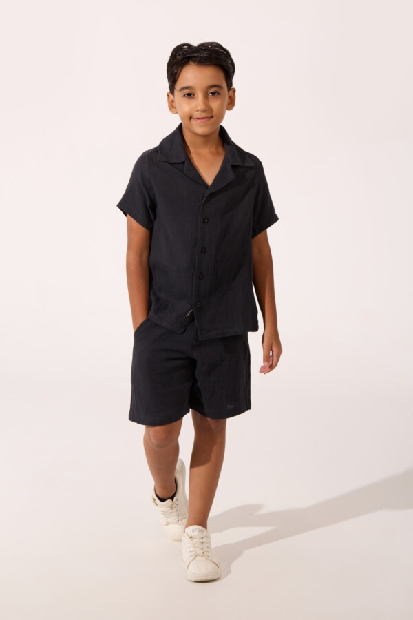 Boy's Tomato Linen Outfit Set Half Sleeve Shirt And Short