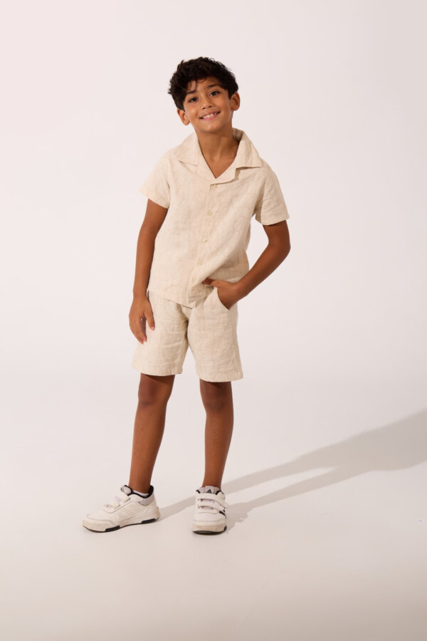 Boy's Linen Comfortable Outfit Set Short Sleeve Shirt And Short