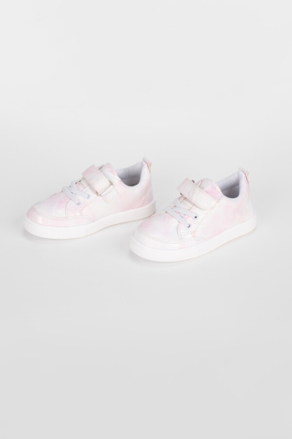 Girl's Flat Sole Faux Leather Multi Color Sneaker