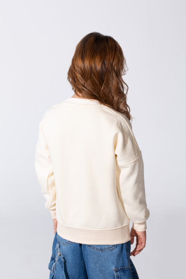 Girl's Slim Fit Sweatshirt With A Front Print And Round Neck