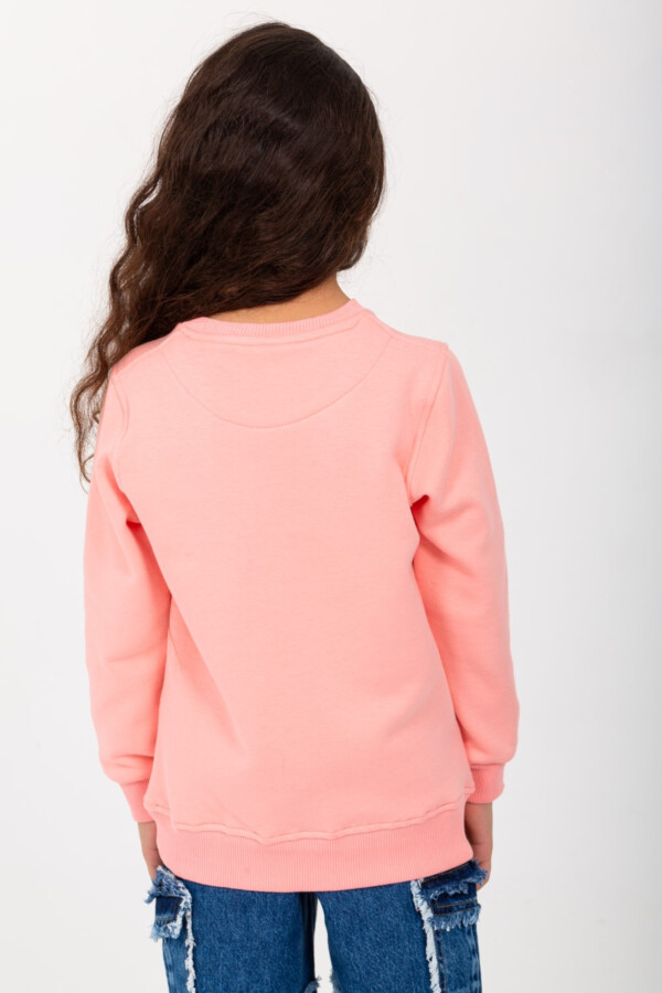 Girl's Round Neck Padded Front Print Sweatshirt