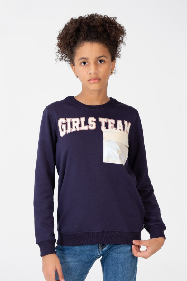 Girl's Sweatshirt With A Round Neck And A Print On The Front