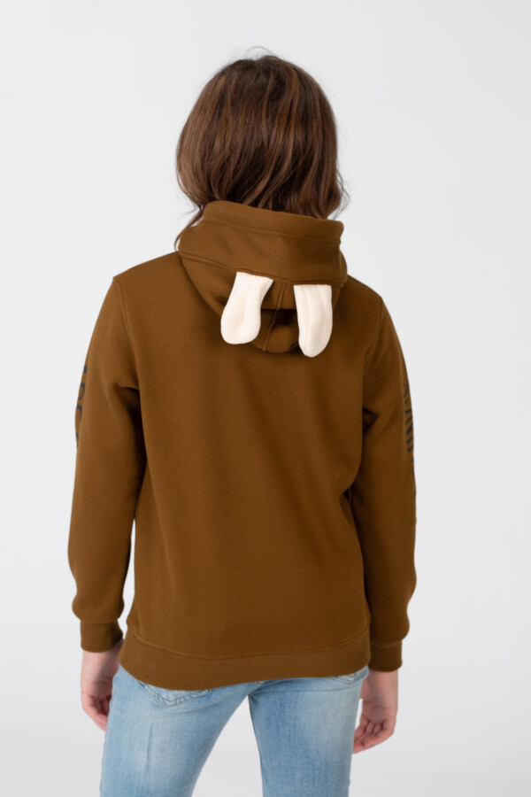 Girl's Sweatshirt With A Text Print On The shoulder And Hood