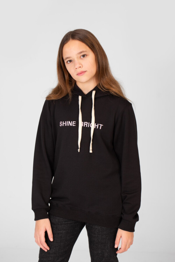 Girl's Hoodie Sweatshirt With Text Print And Long Sleeves