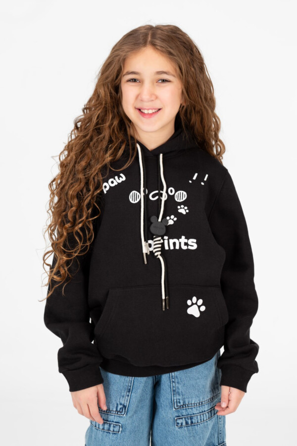 Girl's Front Print Hoodie Sweatshirt With Kangaroo Pocket
