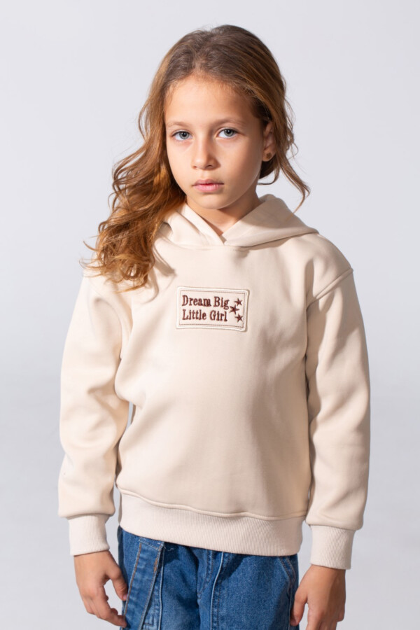 Girl's Slim Fit Hood Sweatshirt With A Front Text Print