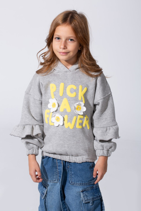 Girl's Ruffles Long Sleeves Hoodie Sweatshirt With A Front Text Print Modern Design