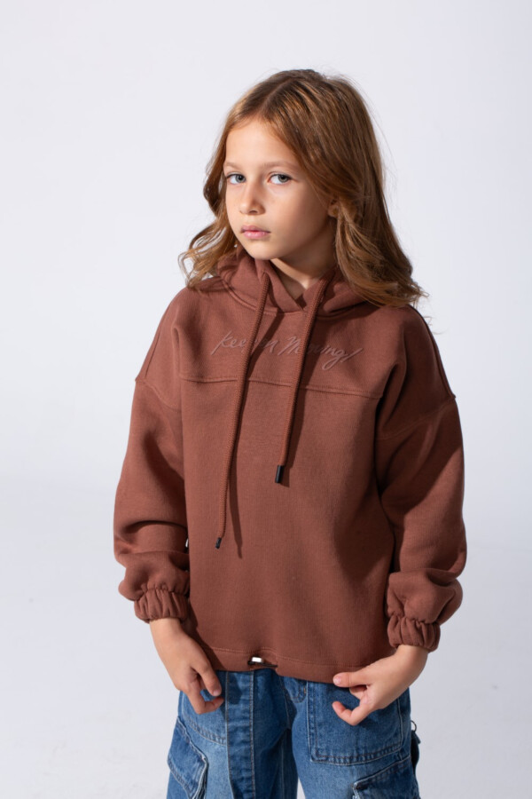 Girl's Oversized Melton Hooded Sweatshirt With A Comfortable Modern Fit