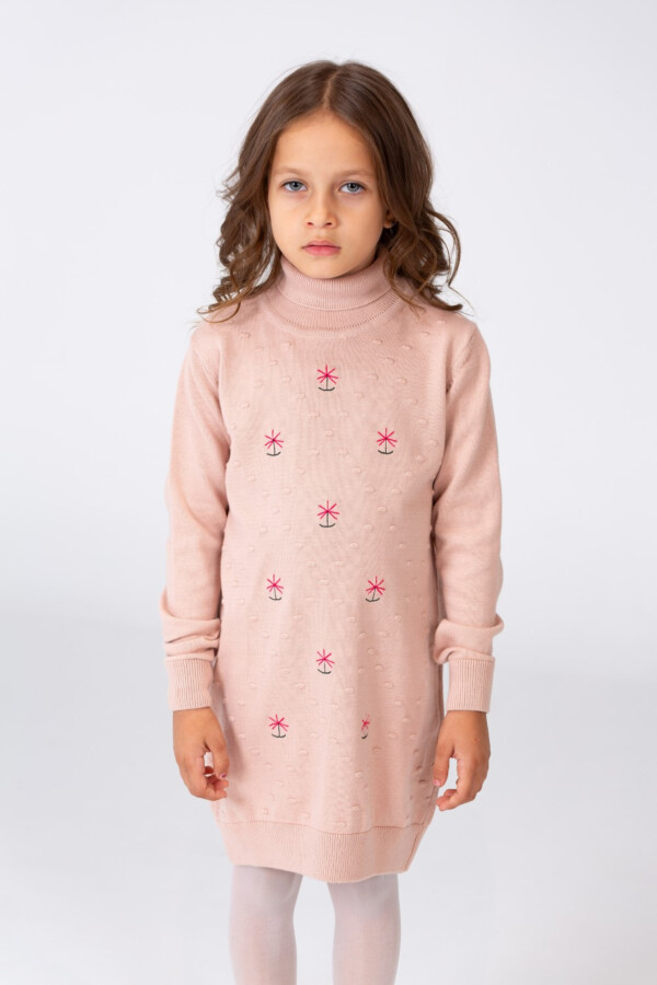 Girl's Long Pullover With High Neck And Long Sleeves Printed With Cotton Material