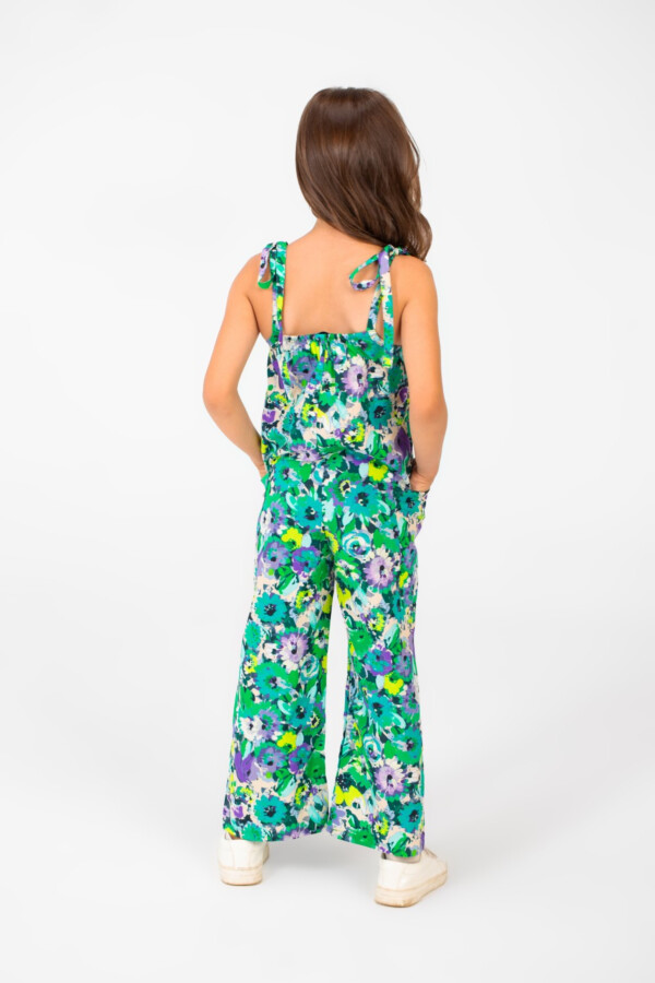 Girl's Summer Jumpsuit Printed Fabric In Distinctive Summer Colors