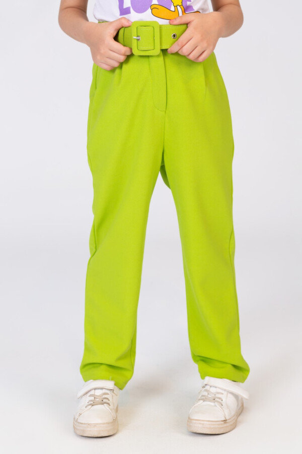Girls Chic Pants With A Wide Belt And Unique Summer Colors