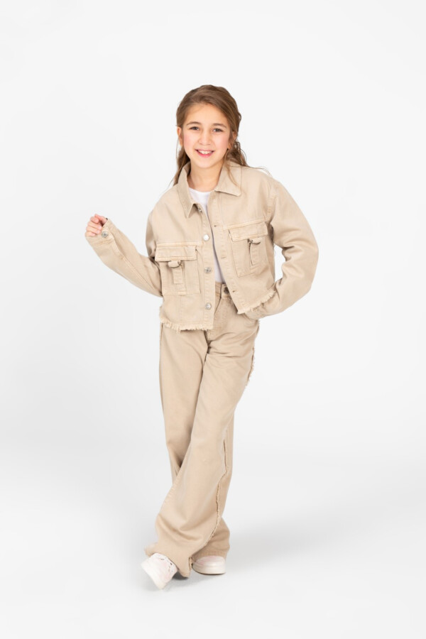 Girl's Modern Slouchy Jeans Jacket And Pants Outfit Set