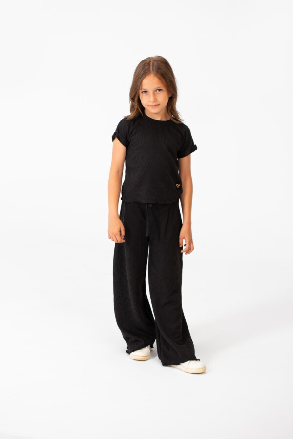 Girl's Basic Two Pieces Set Outfit Half Sleeved T-shirt And Pants Made Of Practical Fabric