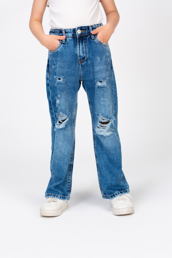 Girls Ripped Jeans Wide Leg Trouser