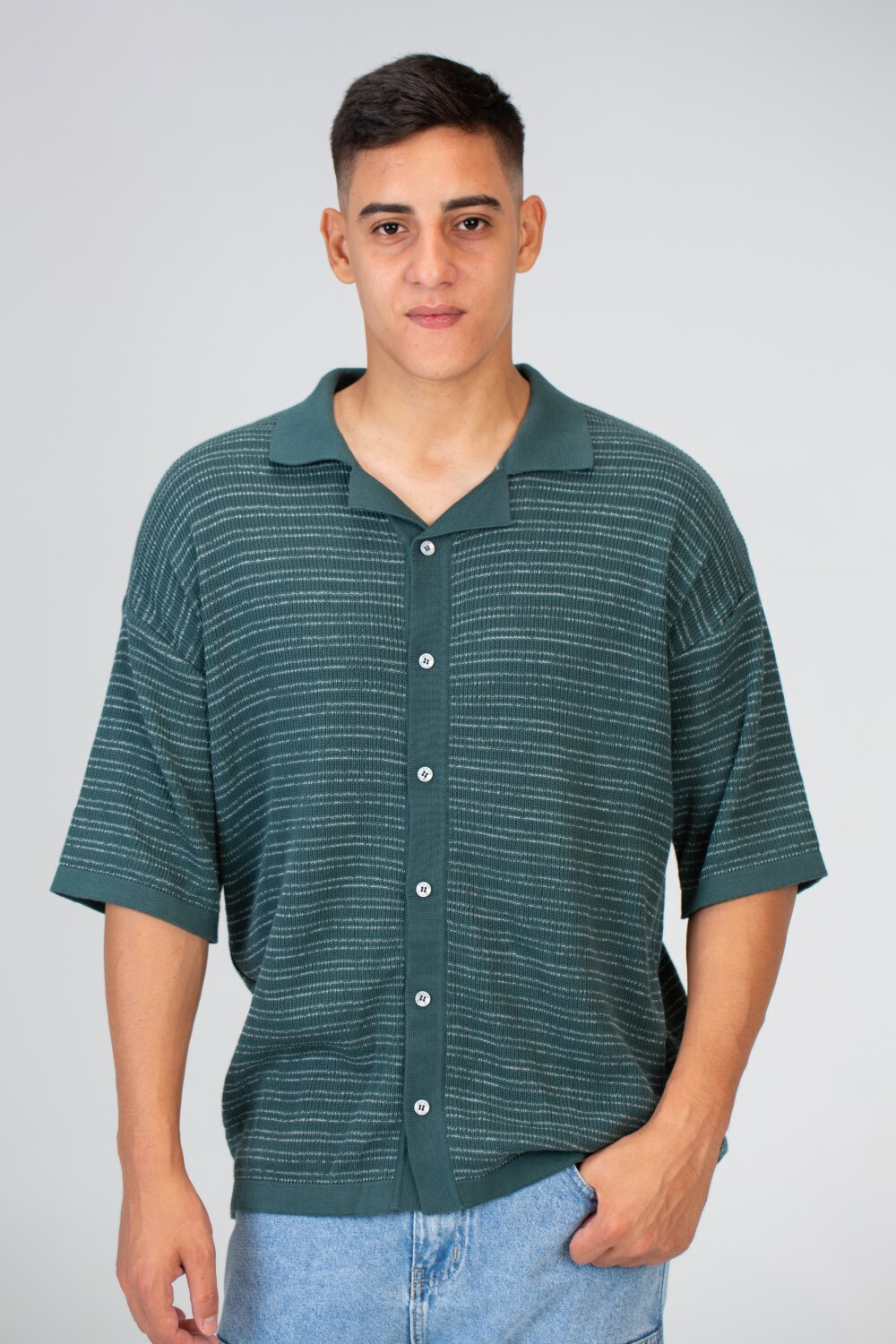 Mens Striped Half Sleeve Trico Shirt With Comfortable And Practical Material