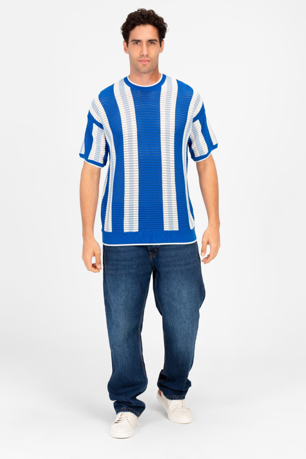 Men's Striped Slim Fit Cotton Knit T-Shirt