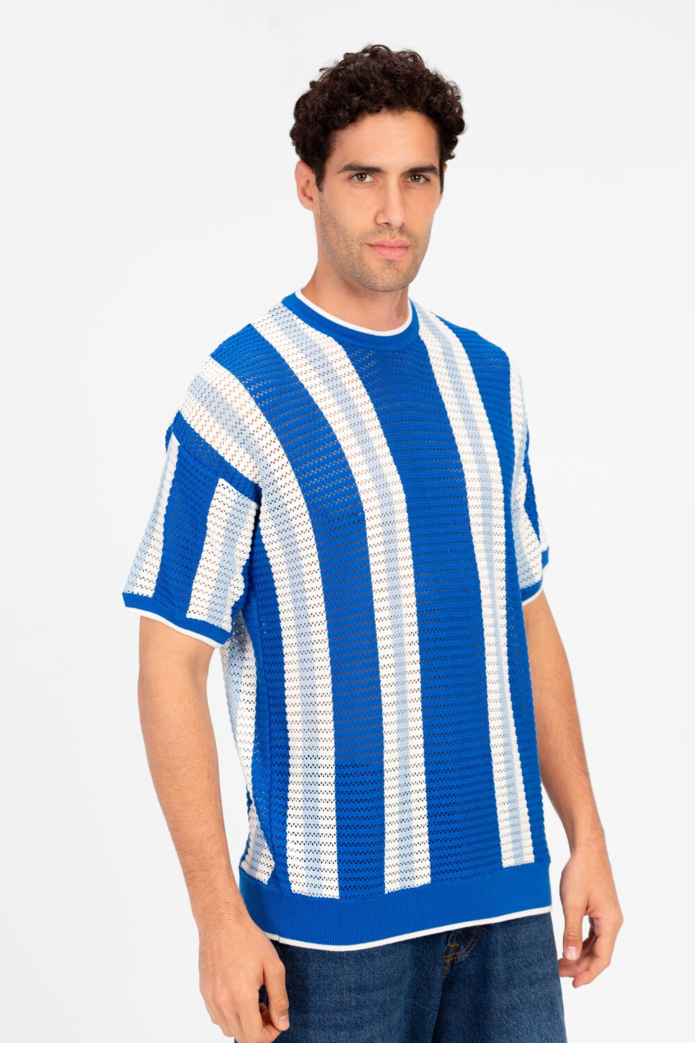 Men's Striped Slim Fit Cotton Knit T-Shirt