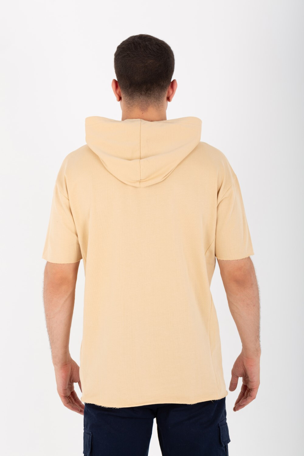 Mens Oversized Basic Plain T-shirt With Hood And Short Sleeves