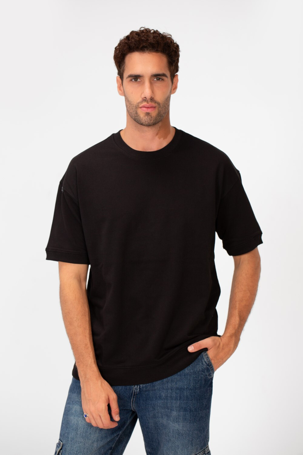 Men's Basic Plain Oversized Summer Melton Regular Fit Short Sleeves T-Shirt In Modern Cut