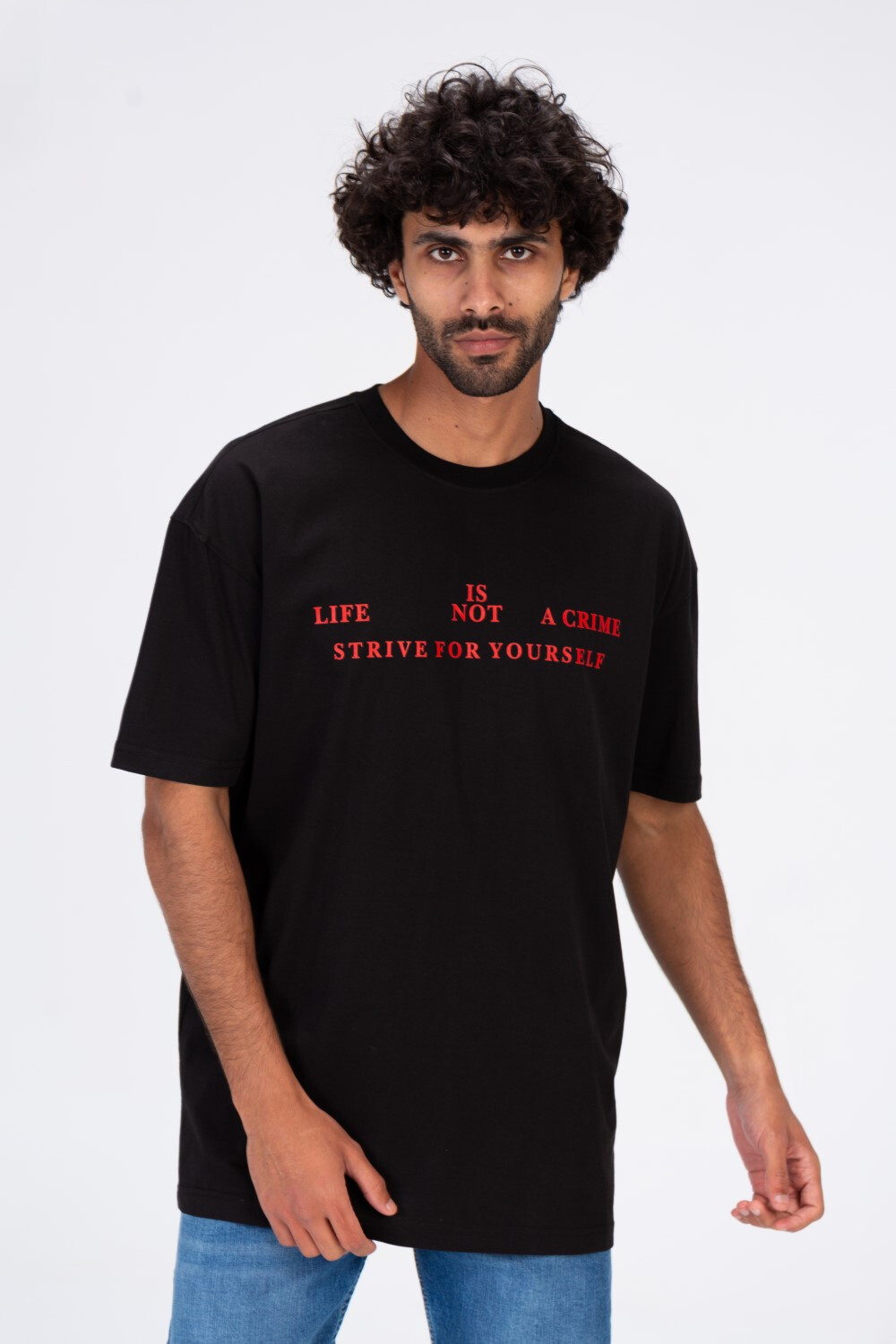 Mens Half Sleeves T-shirt Printed On The Front And Back Made Of Cotton Material