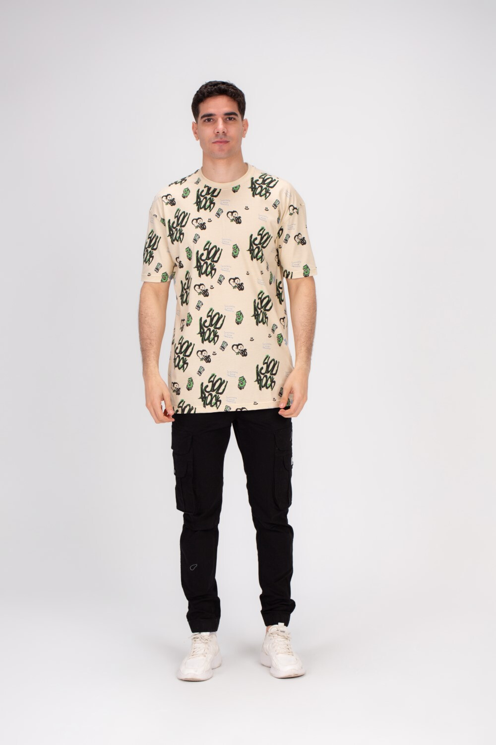 Men's Regular Fit Over Size Front & Back Printed T-shirt Made With Soft Breathable Cotton For All Day