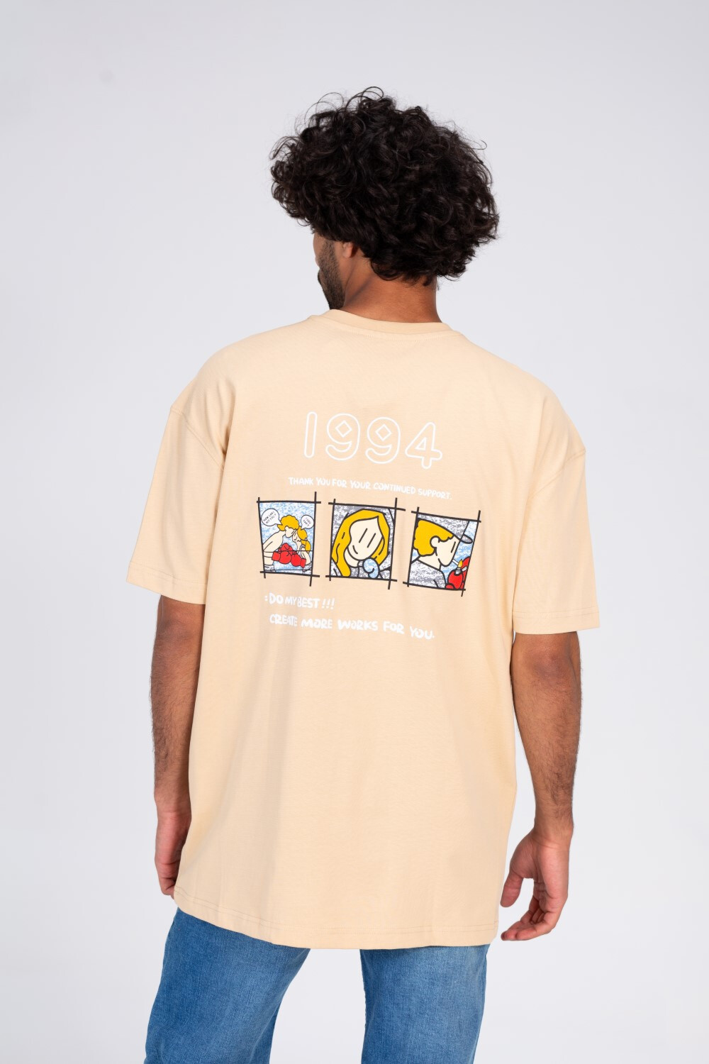 Mens Short Sleeve T-shirt With Round Neck And Front And Back Print