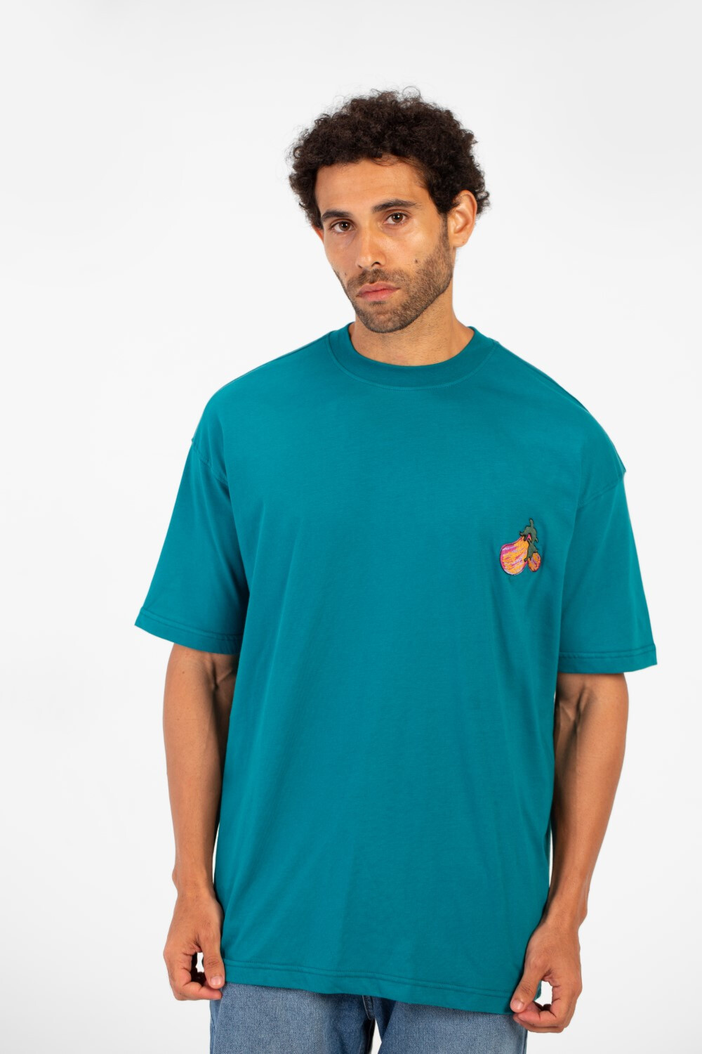 Men's Eggplant Print Short Sleeved Regular Fit Crew Neck T-shirt