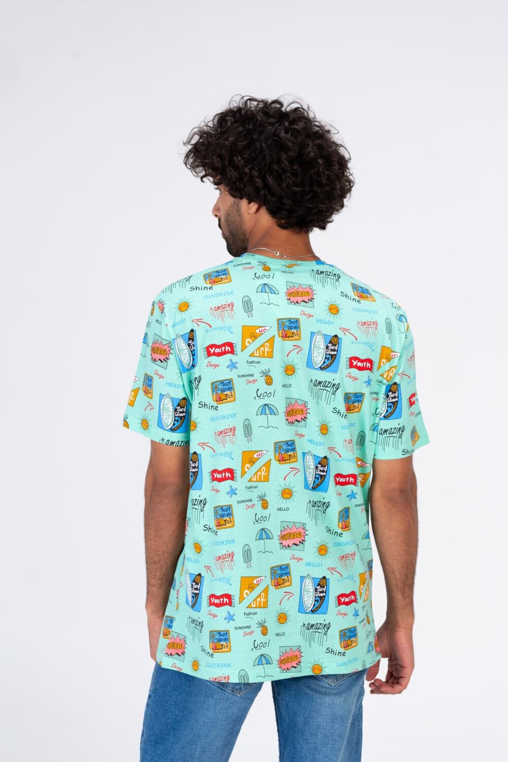 Mens Half Sleeves T-shirt With Full Summer Print