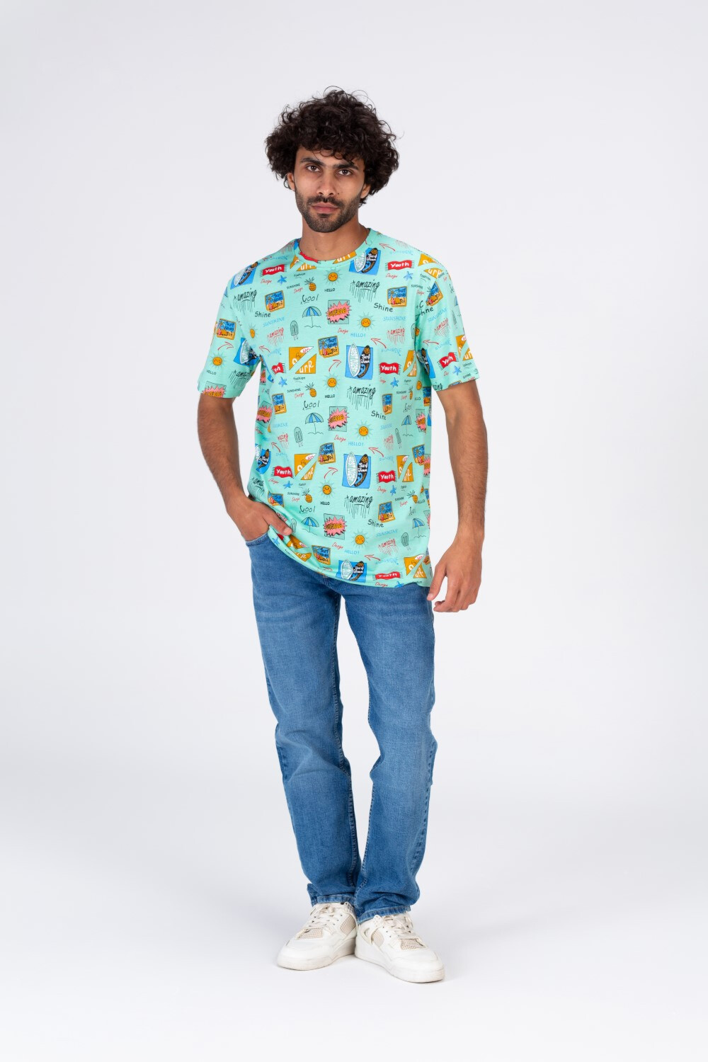 Mens Half Sleeves T-shirt With Full Summer Print