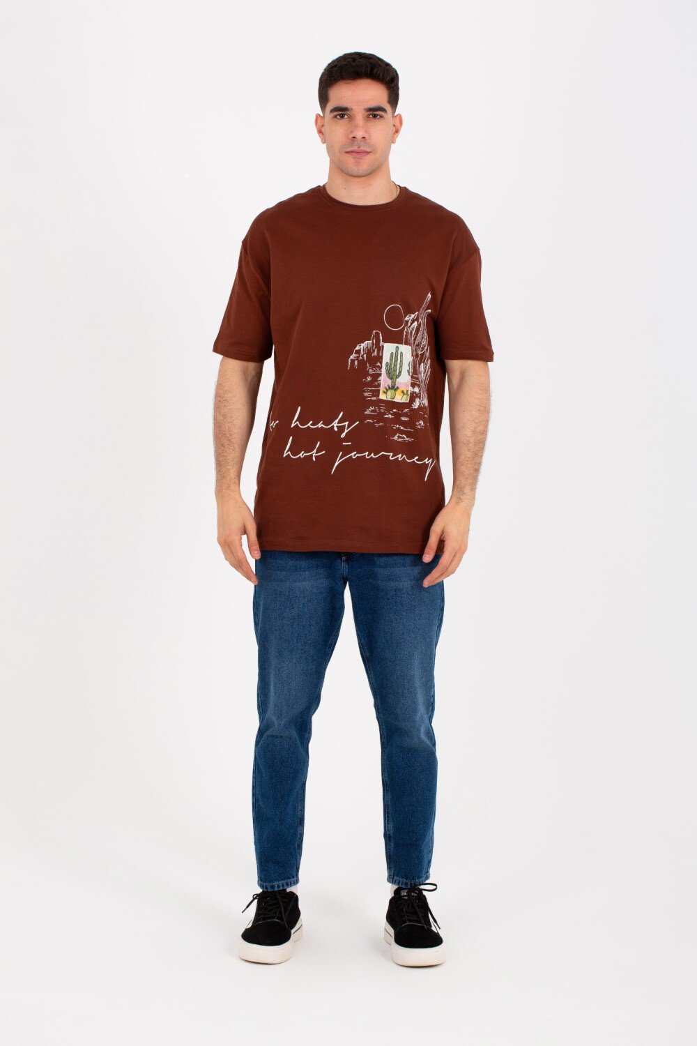 Mens Oversize Round Neck T-shirt With Short Sleeves And Full Print