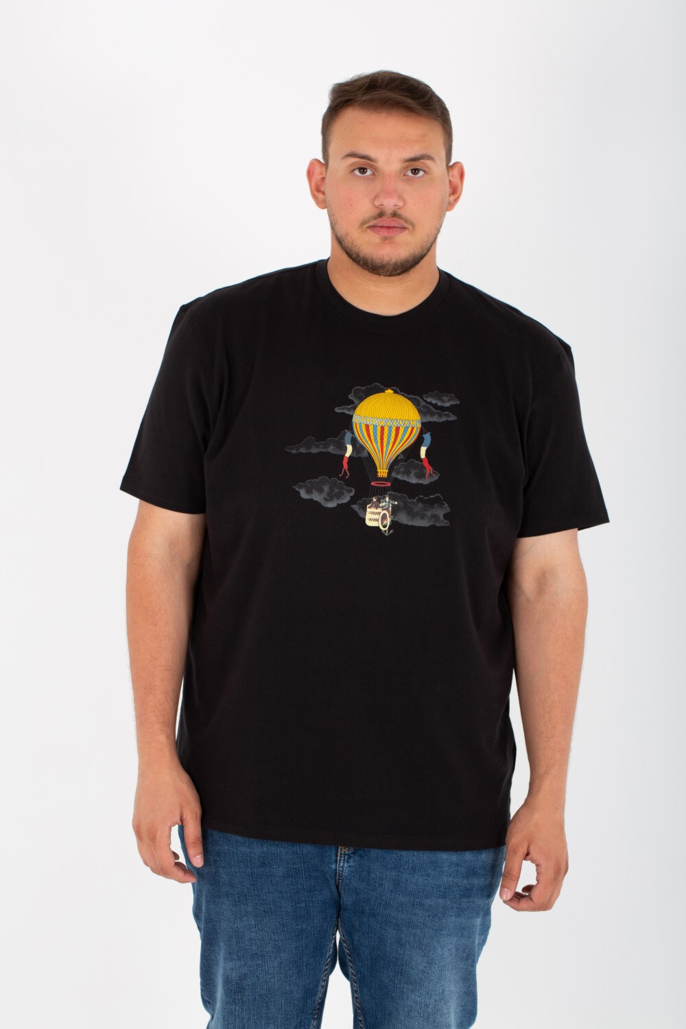 Mens Big Size Lycra T-Shirt With Round Neck And Front Print