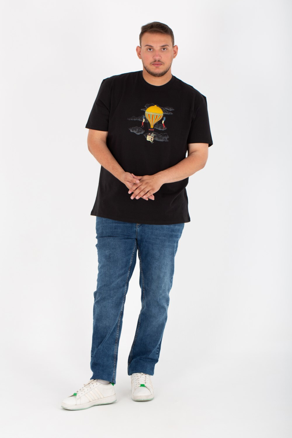 Mens Big Size Lycra T-Shirt With Round Neck And Front Print