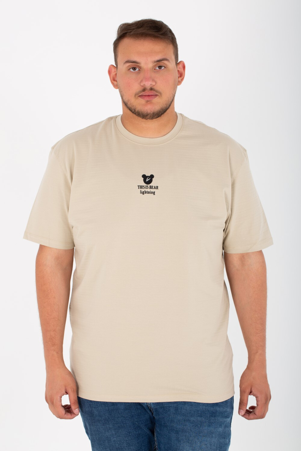 Mens Big Size Lycra T-Shirt With Round Neck And Front & Back Print