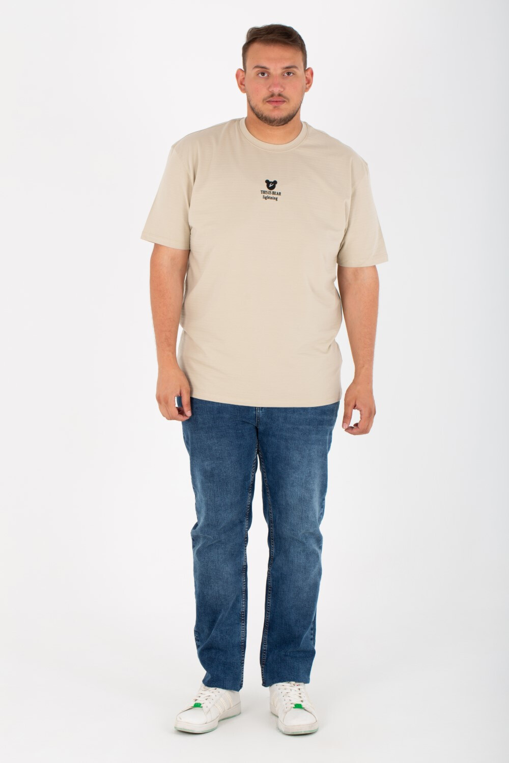 Mens Big Size Lycra T-Shirt With Round Neck And Front & Back Print