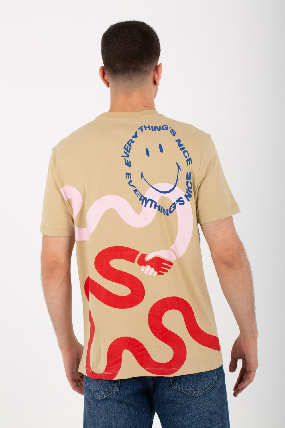 Mens Half Sleeve Milton T-shirt With Smiley Face Print On The Front And Back