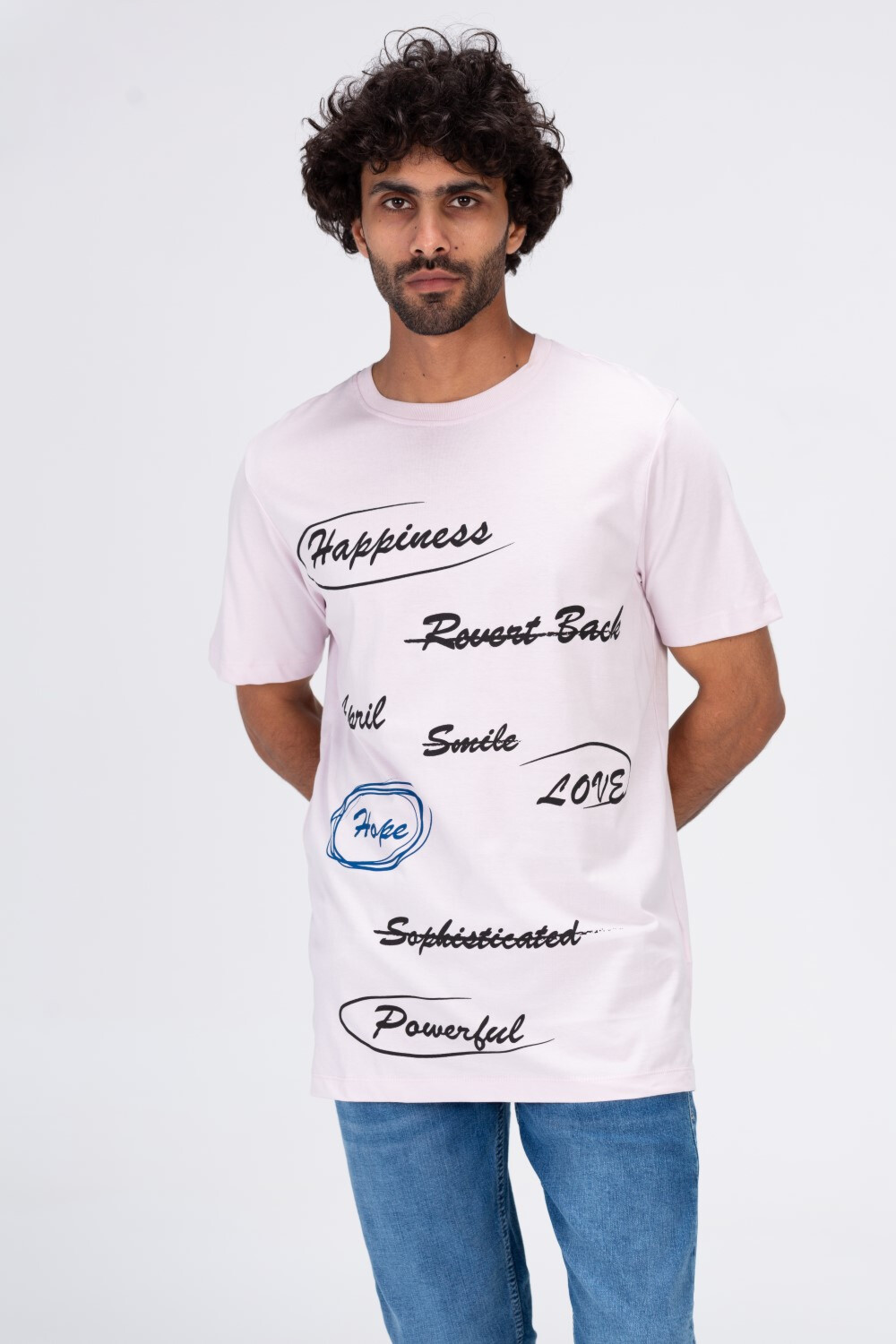 Mens Round Half Sleeves T-shirt With Front And Back Print With Comfortable Cotton Material