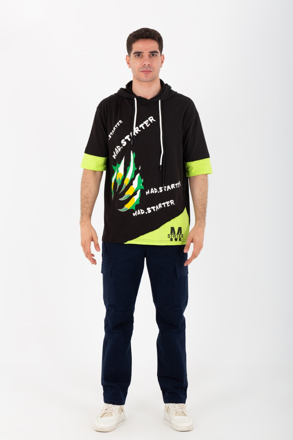 Mens Over Size Half Sleeve Printed T-shirt With Round Neck