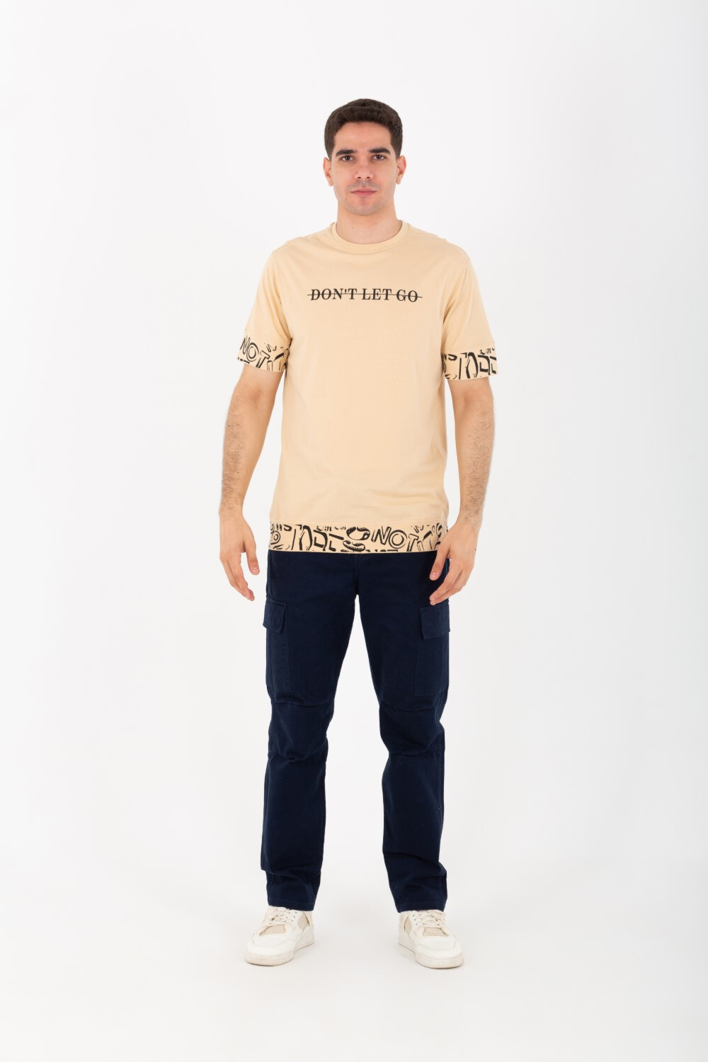 Mens Oversize Round Neck T-shirt With Don't Let Go Print